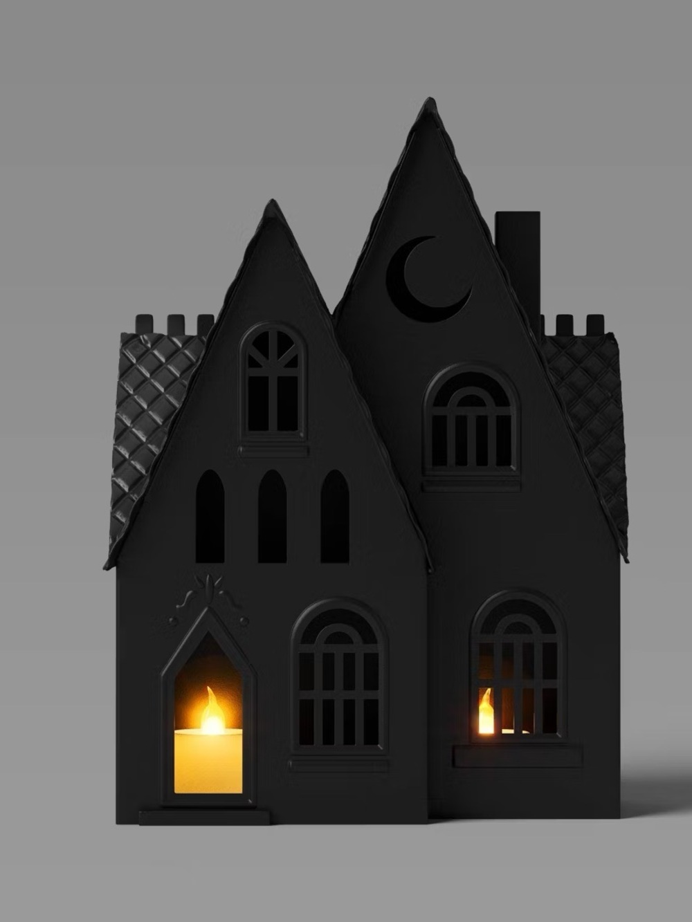 10" Large Lit Metal Black House Halloween  - Hyde & EEK! Boutique